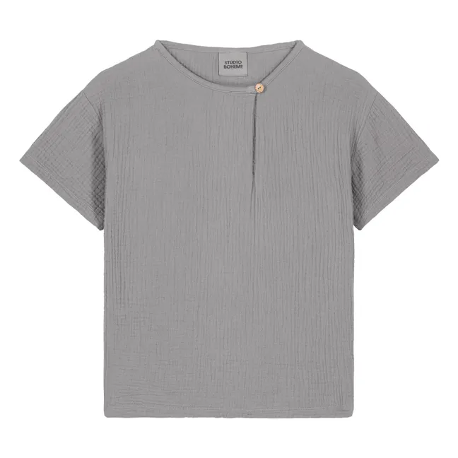 Orso Organic Cotton Gauze T-shirt | Grey blue