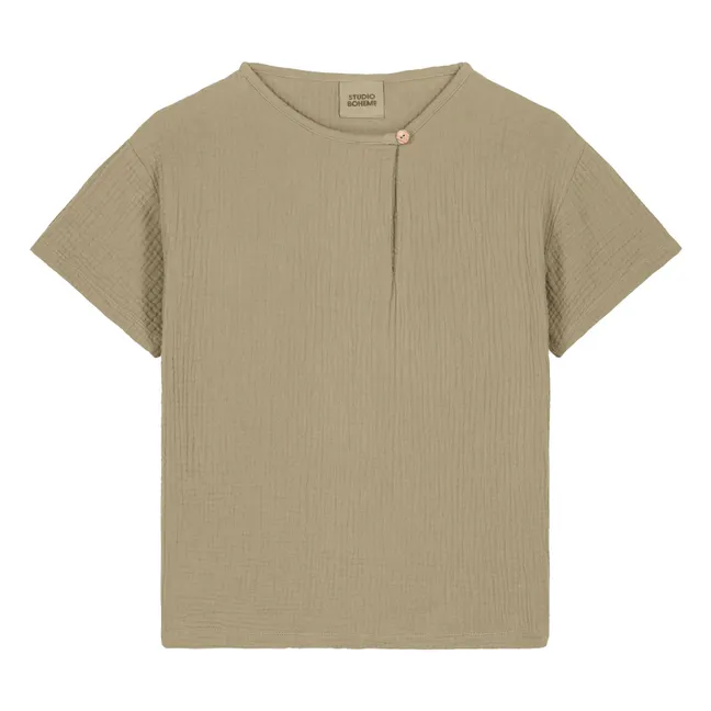 Orso Organic Cotton Gauze T-shirt | Light khaki