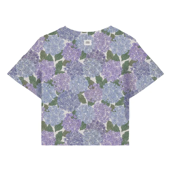 T-shirt Crop Flow Fleurs Coton Bio | 	Lilas