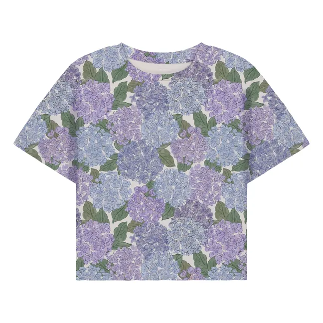 T-shirt Crop Flow Fleurs Coton Bio | 	Lilas