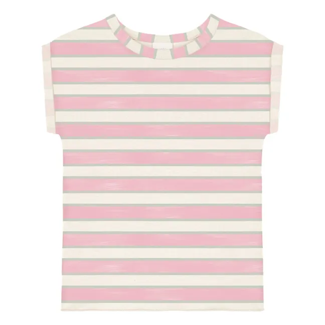 Bama Double Stripes Organic Cotton T-shirt | Pale Pink