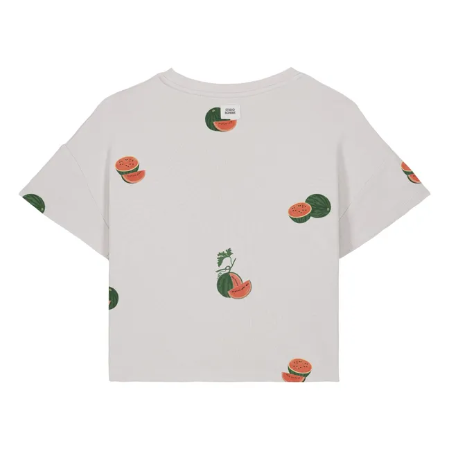 T-shirt Crop Flow Pastèques Coton Bio | Ecru