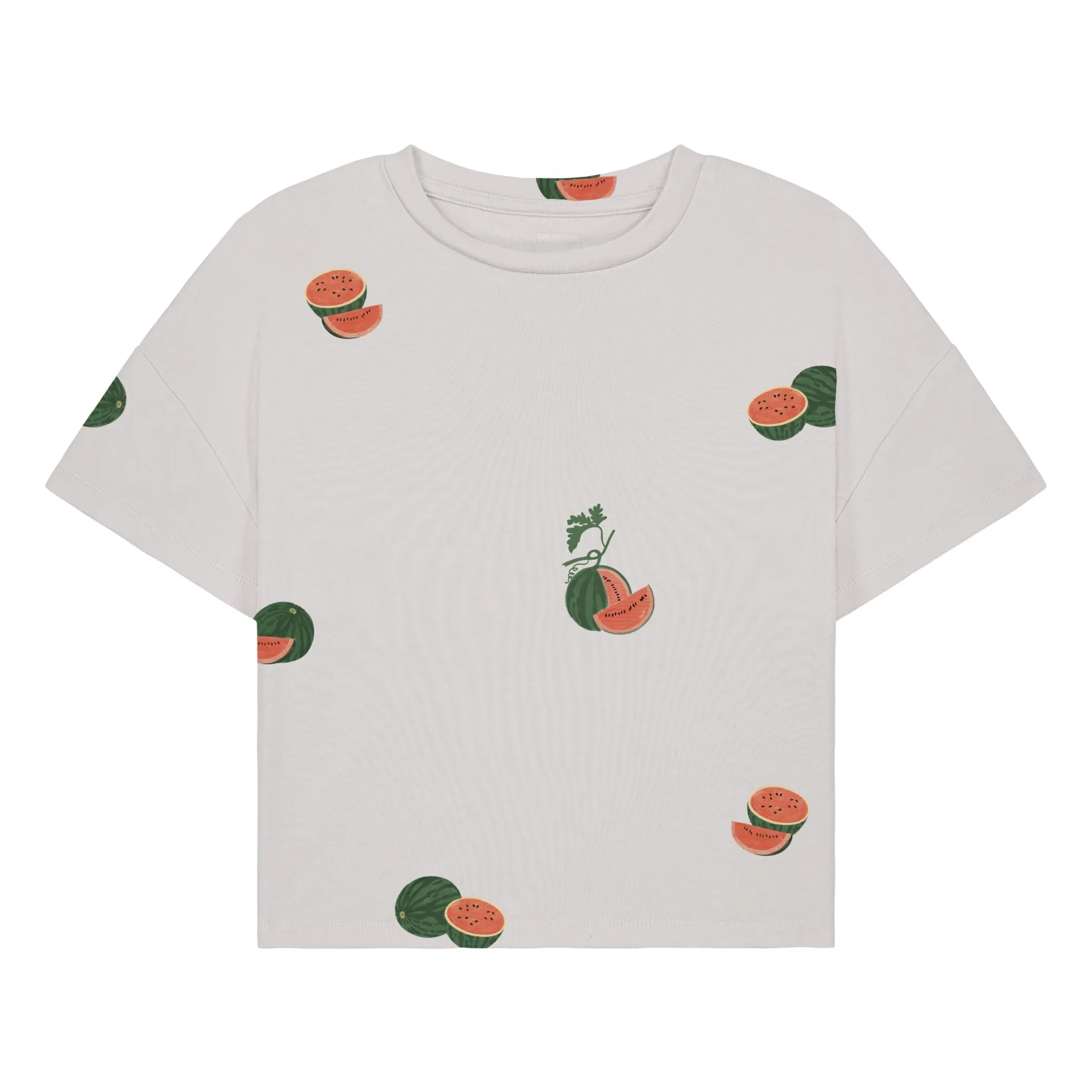 T-shirt Crop Flow Pastèques Coton Bio | Ecru- Image produit n°0