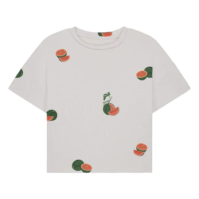 T-shirt Crop Flow Pastèques Coton Bio | Ecru