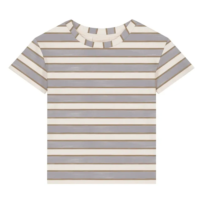 T-shirt Essential Rayé Coton Bio | Bleu pâle