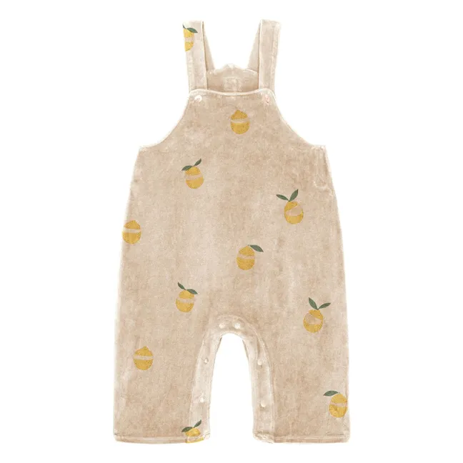 Homer organic cotton terry dungarees in lemon | Sand