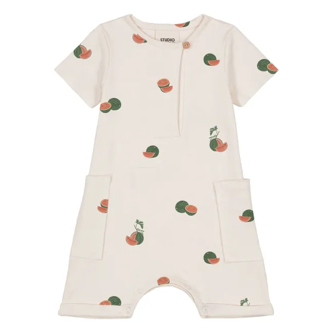 Pelele de algodón orgánico Aimé Sandía | Crudo