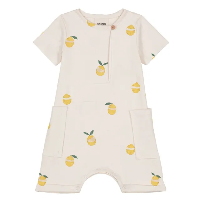Combishort Aimé Citrons Coton Bio | Ecru