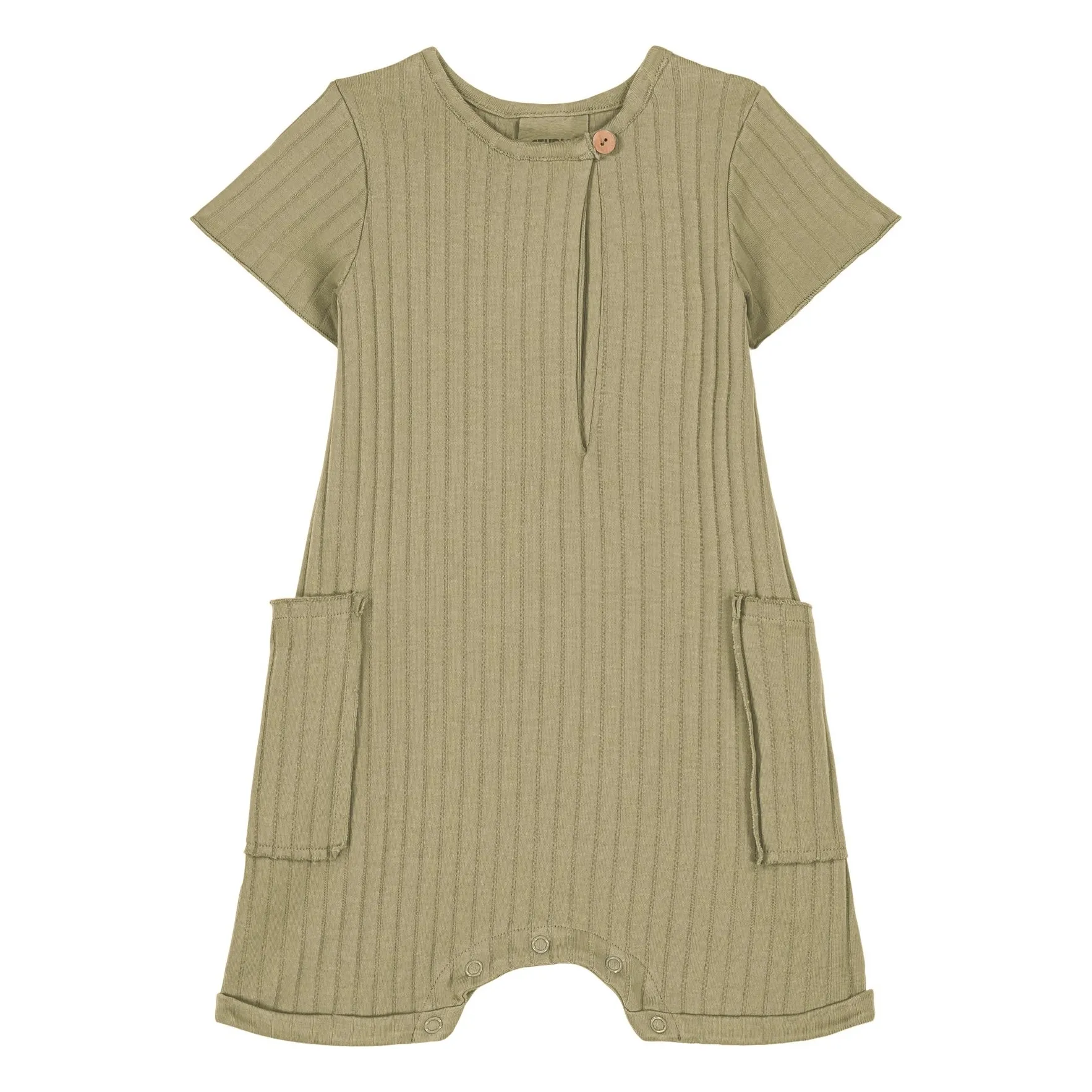 Studio Bohème Unisex Khaki Ribbed Playsuit Aimé Organic Cotton