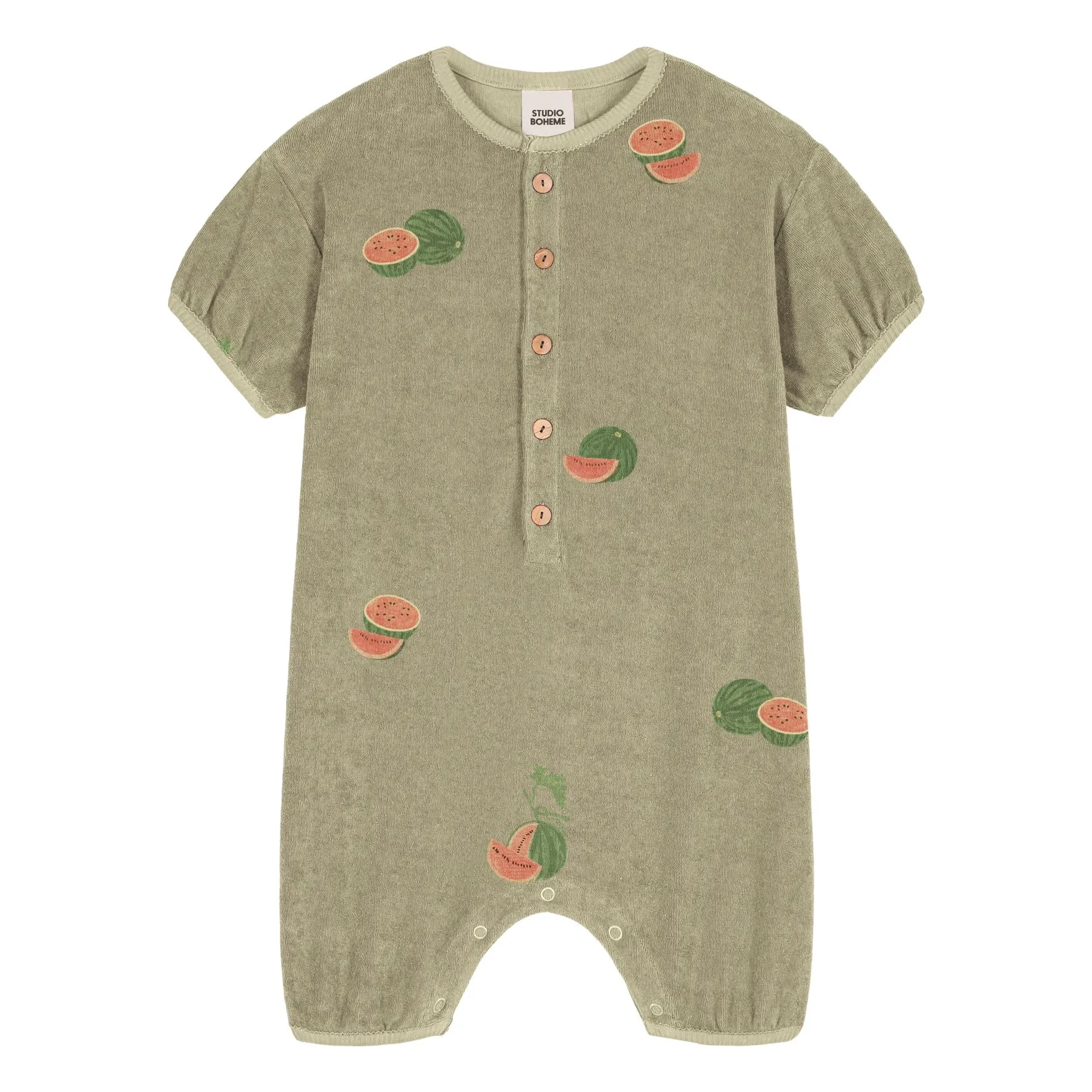 Combishort Bebecito Pastèques Eponge Coton Bio | Khaki- Image produit n°0