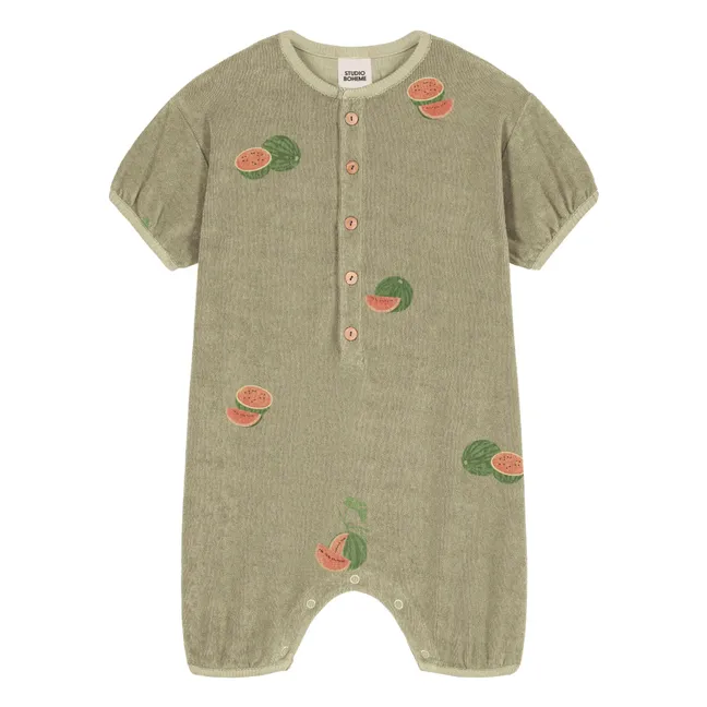 Pelele de algodón orgánico Sandía Bebecito | Khaki