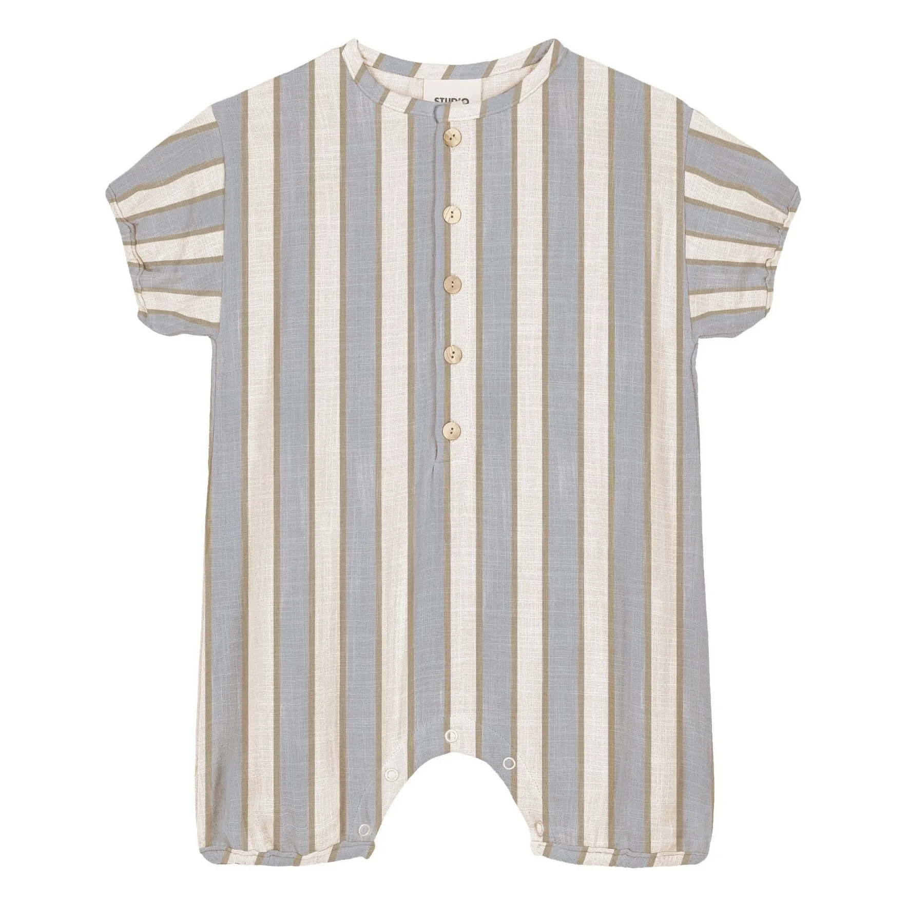 Studio Bohème Pale Blue Combishort Bebecito Striped Organic Cotton