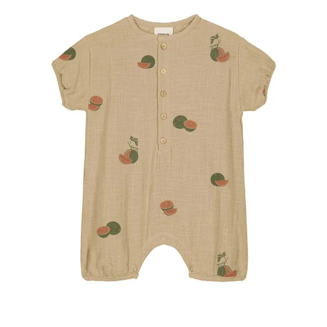 Combishort Bebecito Pastèques Coton Bio | Sauge