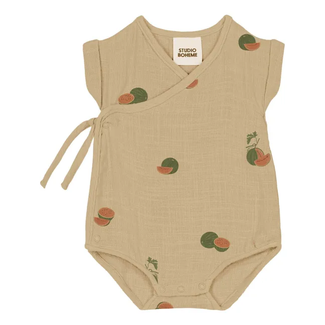 Organic Cotton Watermelon Cloud Cover-Top romper | Natural