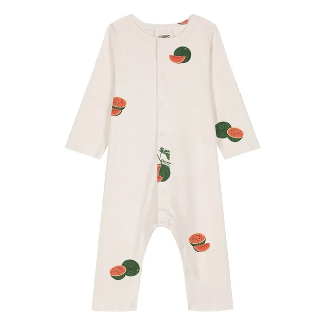 Ben Watermelon organic cotton jumpsuit | Ecru