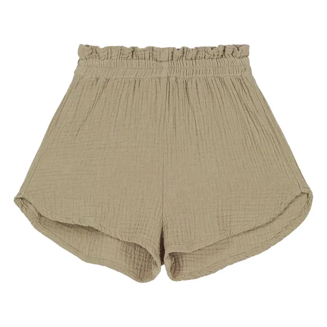Short Gauffré Georgette Gaze de Coton Bio | Vert kaki clair