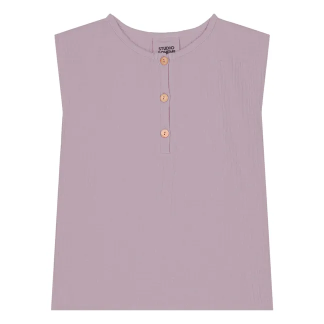 Top Gauffré Roman Gaze de Coton Bio | 	Lilas