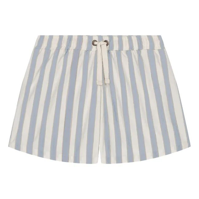 Short de Bain Chico Rayé Coton Bio | Bleu pâle