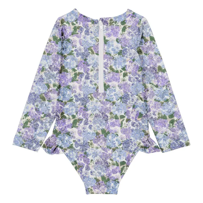Maillot de Bain Manches Longues Josepha Fleurs Fibres Recyclées | 	Lilas