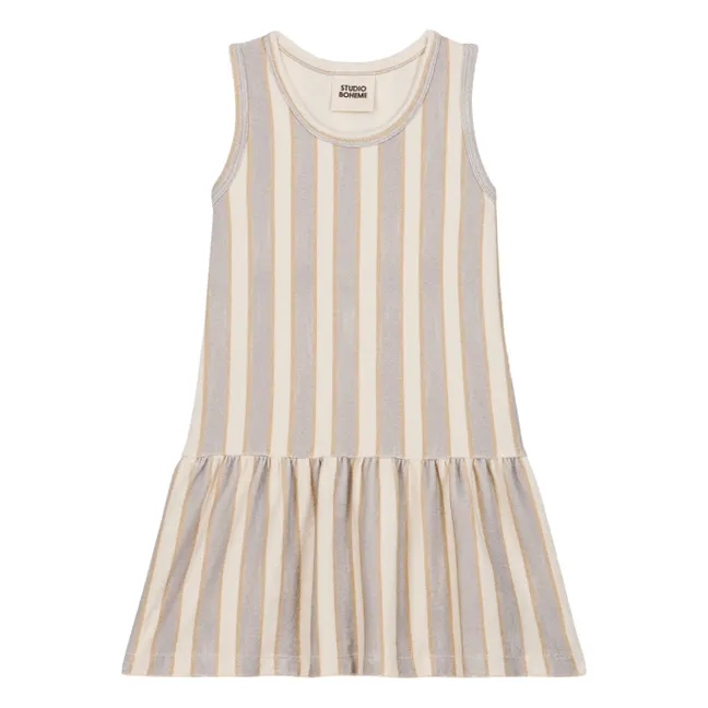 Playa Vestido de rayas de algodón orgánico | Azul Pálido