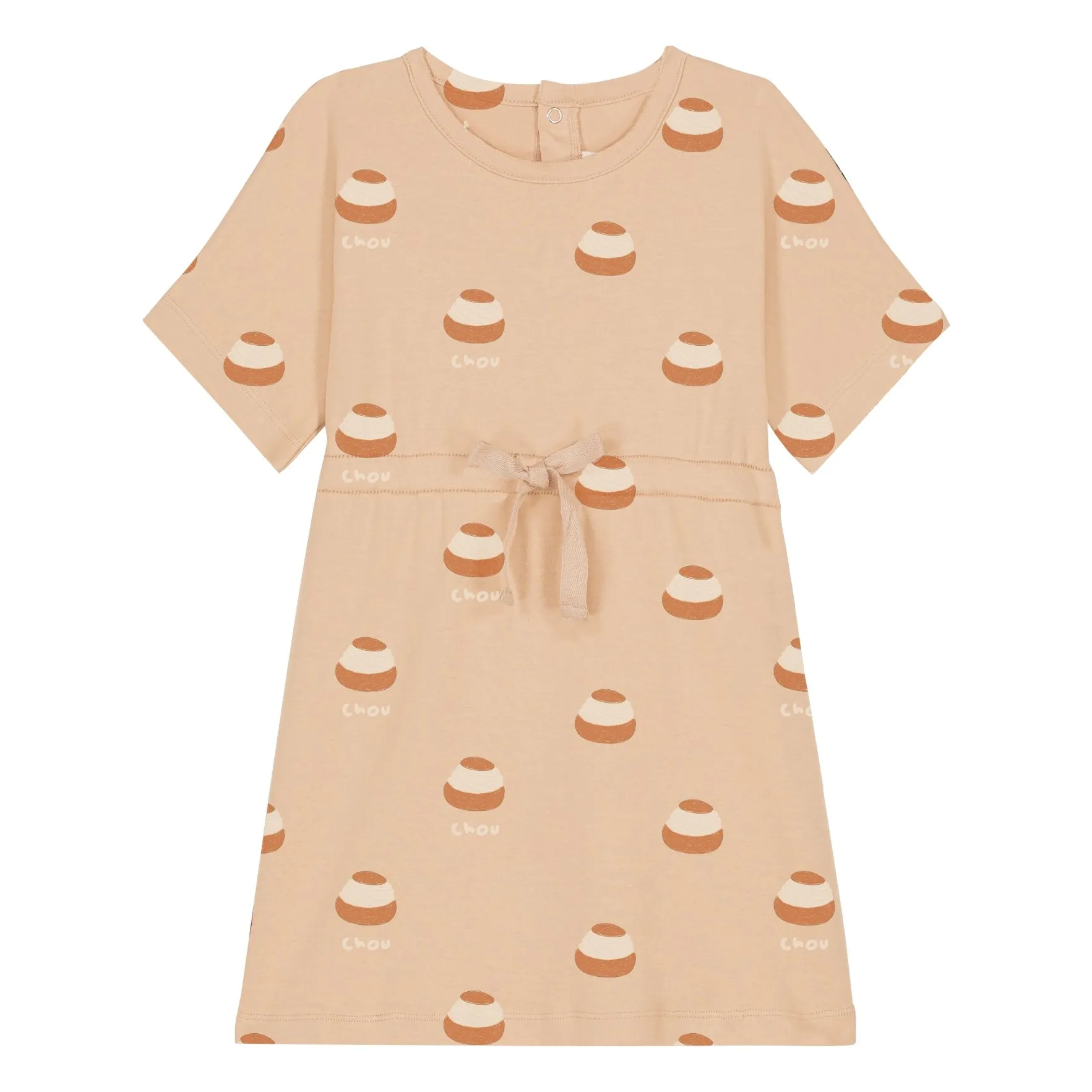 Studio Bohème Girls Beige Yogi Choux Organic Cotton Dress