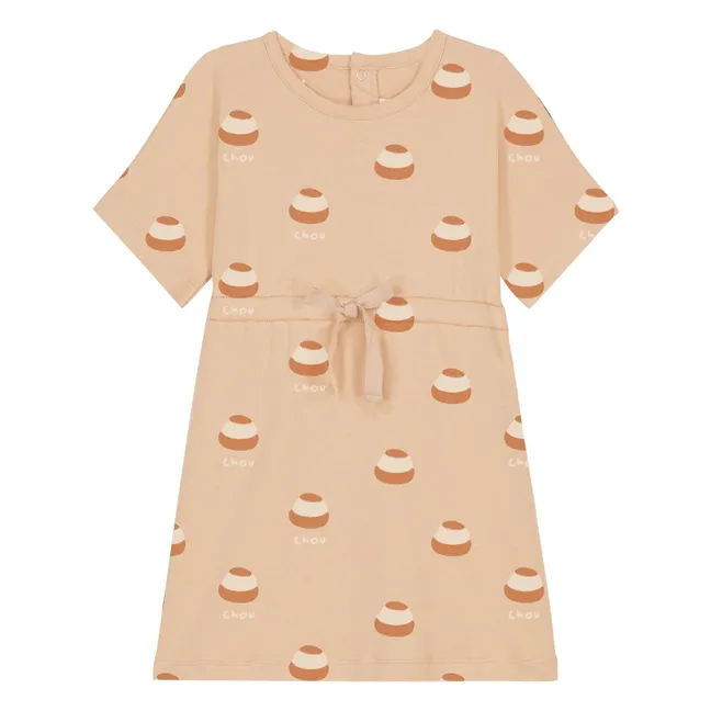 Vestido de algodón orgánico Yogi Choux | Beige