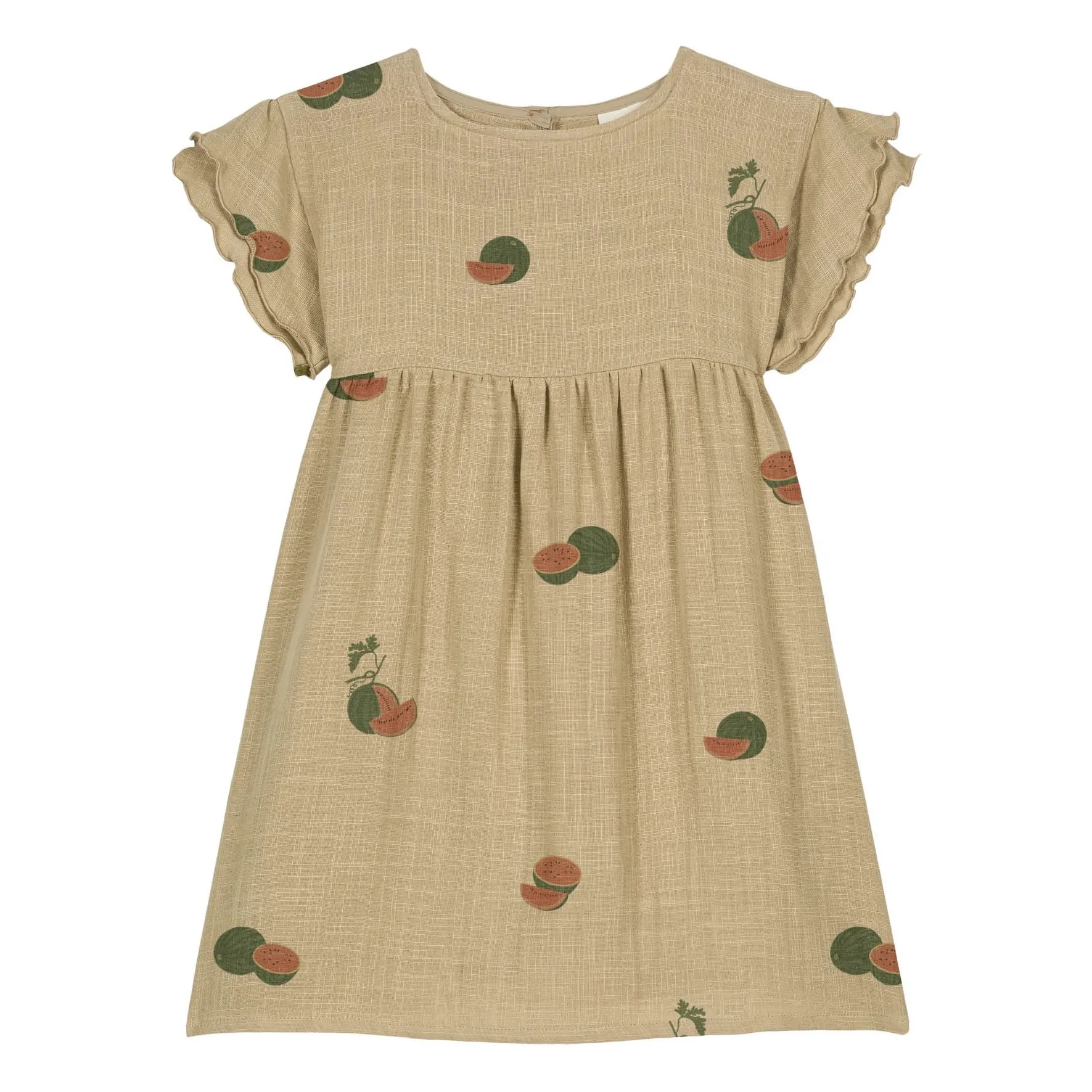 Studio Bohème Girls Sage Cousine Watermelon Dress Organic Cotton Gauze