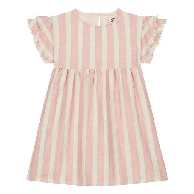 Robe Cousine Rayée Gaze de Coton Bio | Rose