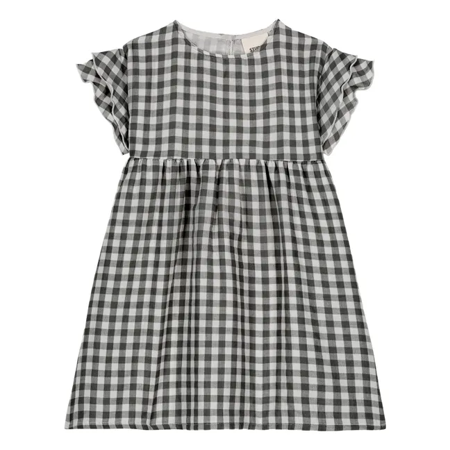 Vestido de gasa de algodón orgánico Cousine Vichy | Negro