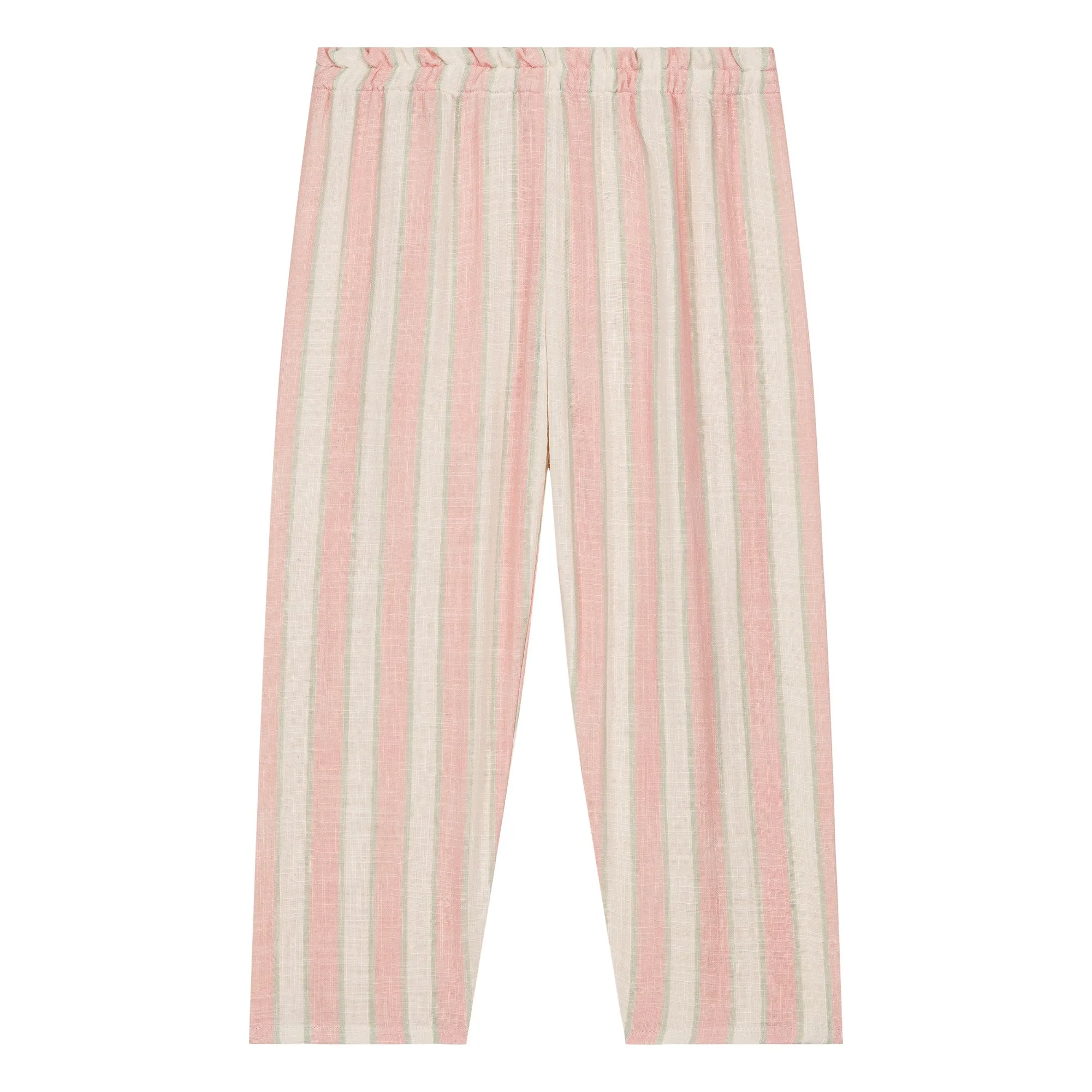 Studio Bohème Pink Cousin Striped Organic Cotton Gauze Pants