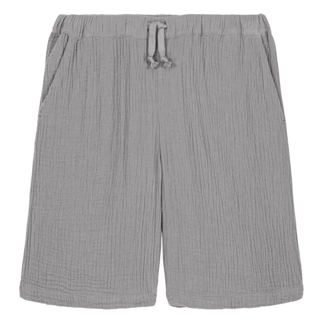 Bermuda Gauffré Basile Gaze de Coton Bio | Gris
