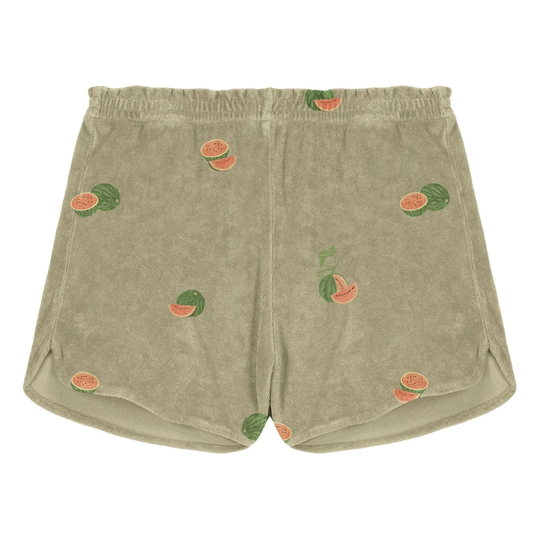 Studio Bohème Khaki Georgy Watermelon Organic Cotton Towelling Shorts