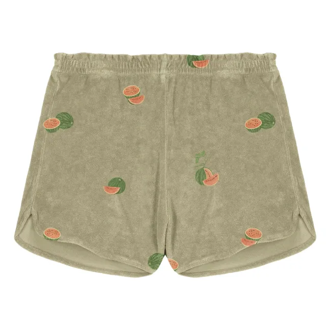 Georgy Watermelon Organic Cotton Towelling Shorts | Khaki