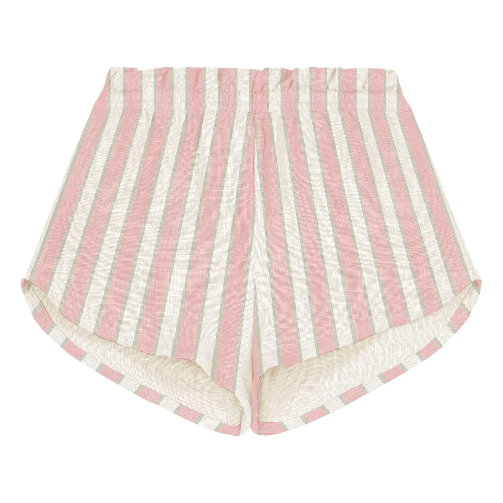Short Georgette Rayé Gaze de Coton Bio | Rose- Image produit n°0