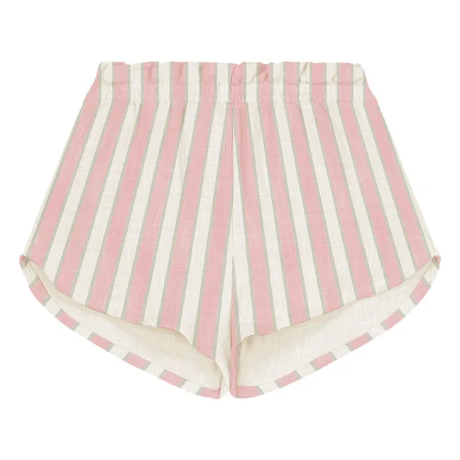 Pantalones cortos de georgette a rayas Gasa de algodón orgánico | Rosa Pálido