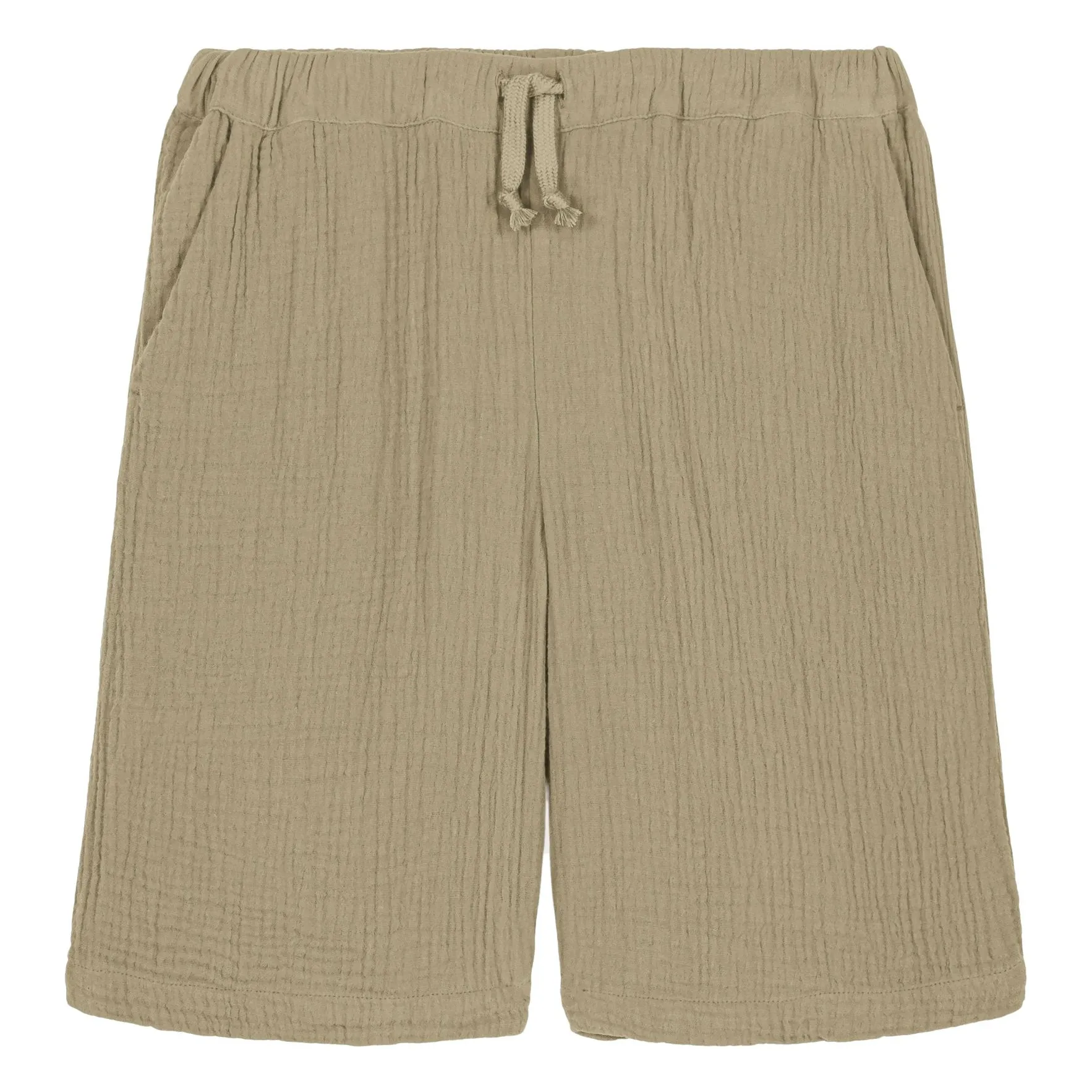 Studio Bohème Khaki Basile Waffle Bermuda Organic Cotton Gauze