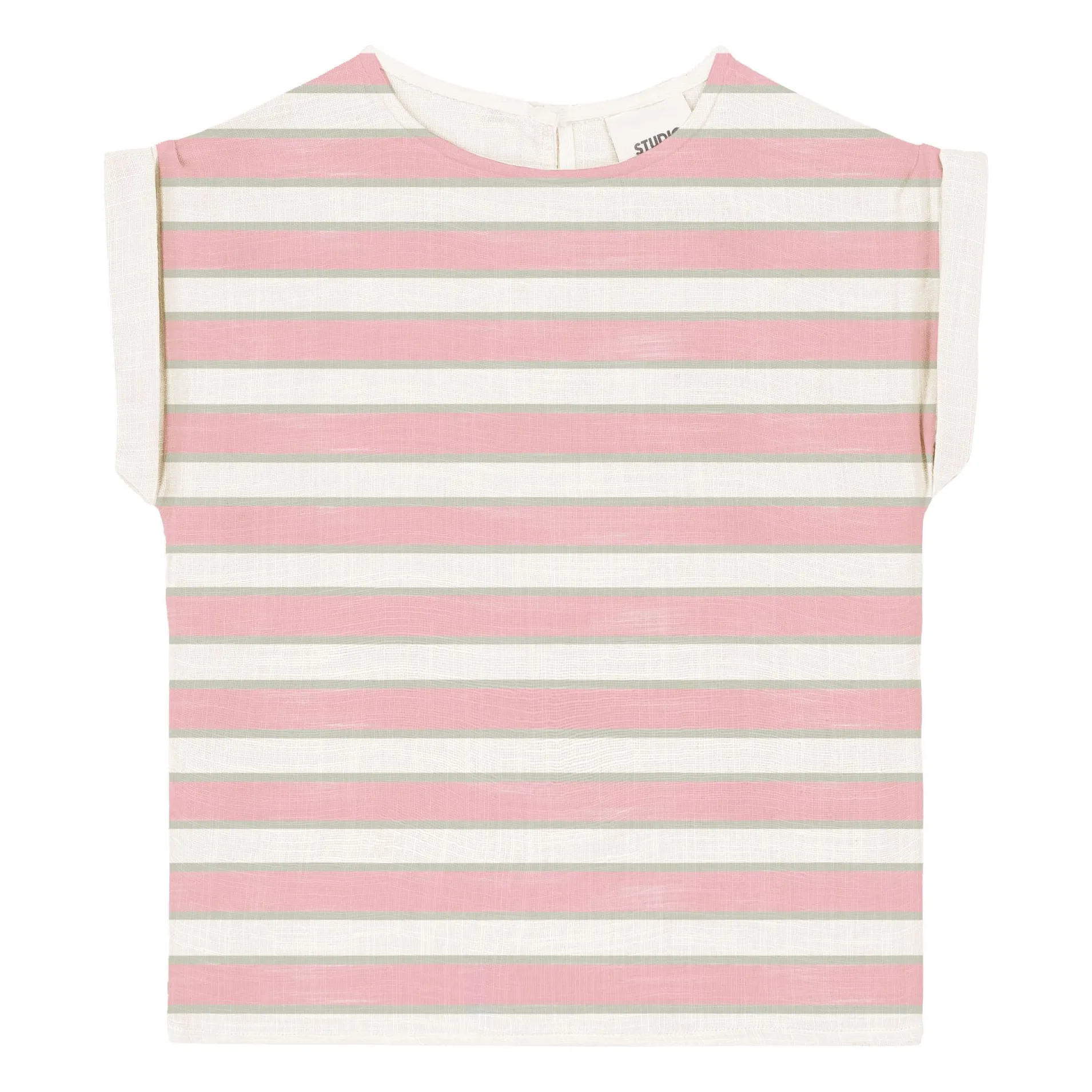 T-shirt Praslin Rayé Gaze de Coton | Rose- Image produit n°0