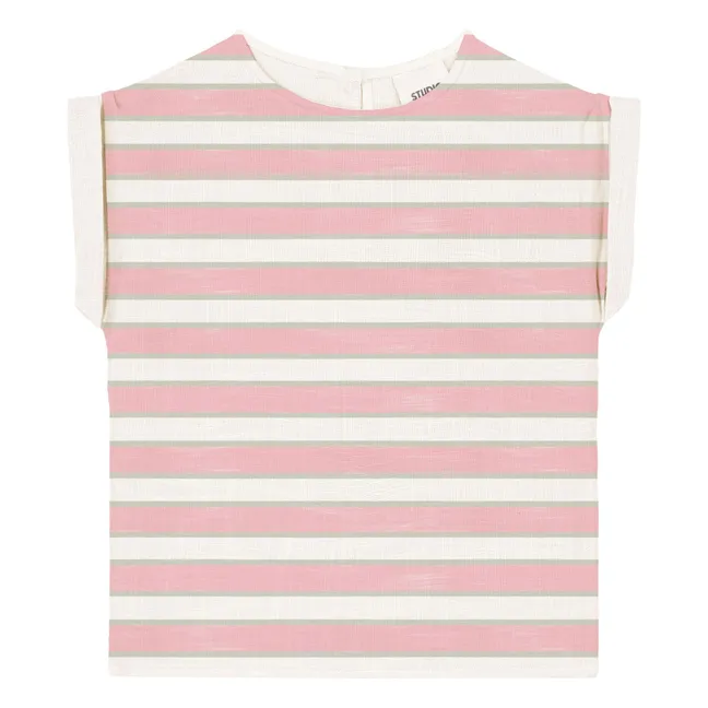T-shirt Praslin Rayé Gaze de Coton | Rose pâle