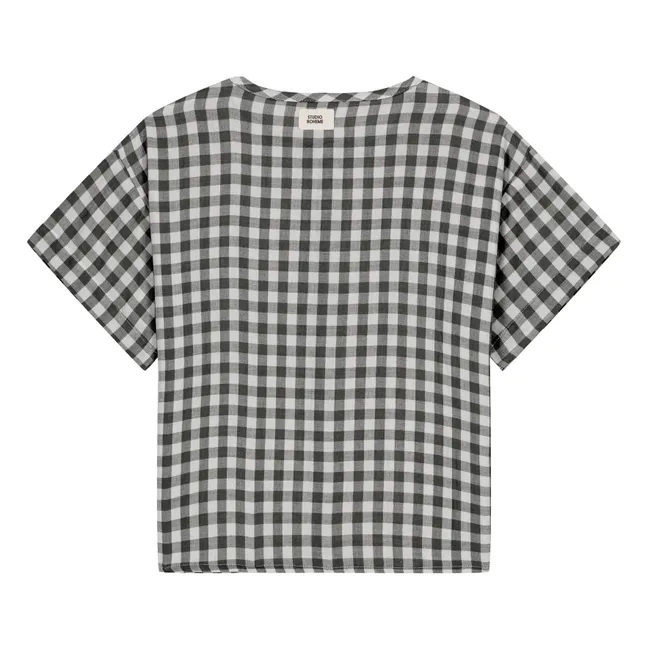 Thelme Vichy Blouse Organic Cotton Gauze | Black