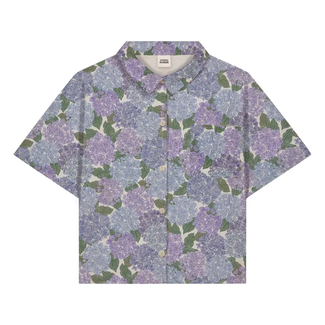 Camisa de algodón orgánico Voile Flowers | Lila