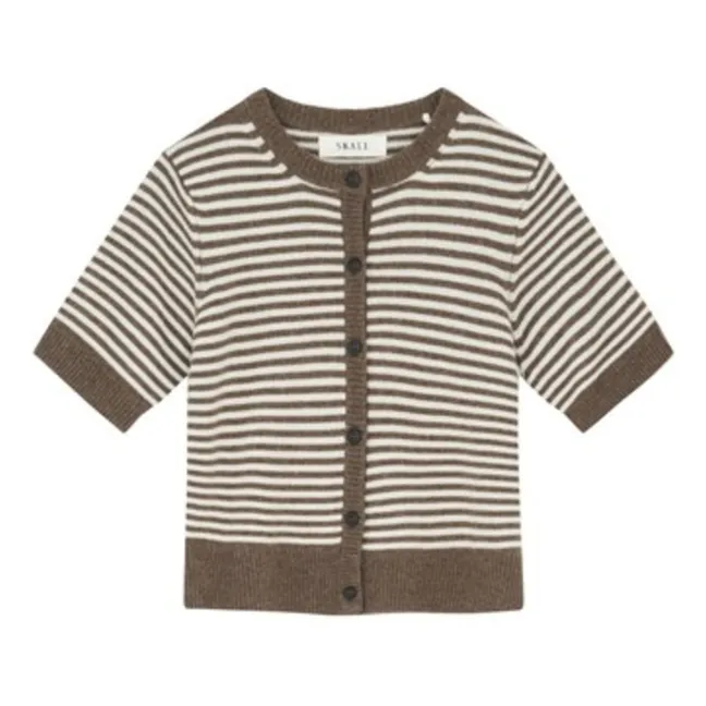 Cardigan in lana merino a righe Carmine | Marrone