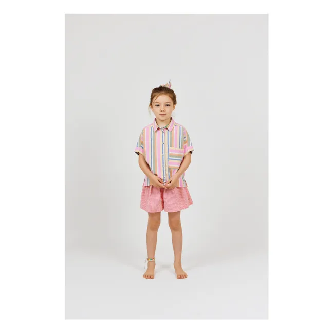Vichy Seersucker shorts | Pink