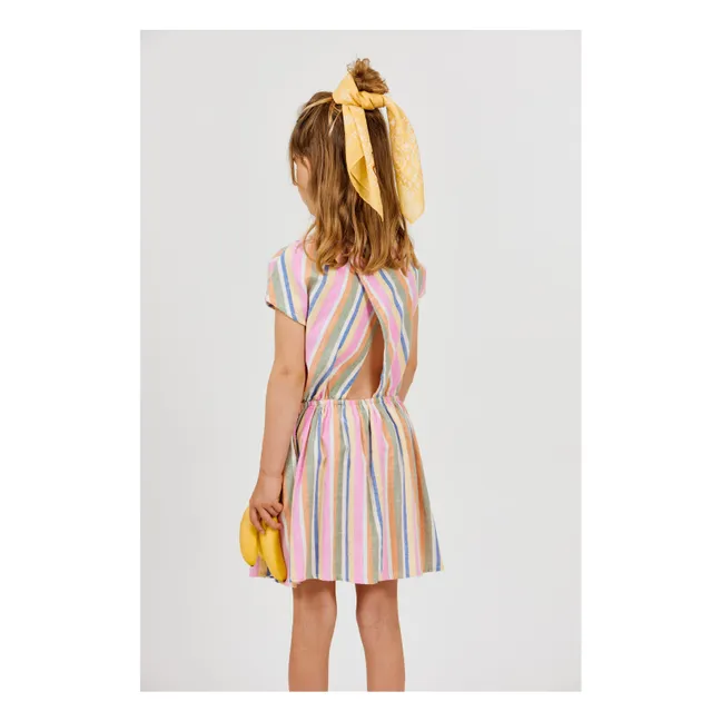 Striped Organic Cotton Voile Dress | Pink