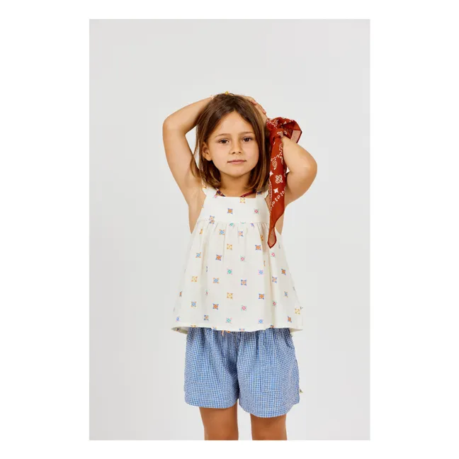 Top Bretelles Fleuri Voile Coton Bio | Ecru