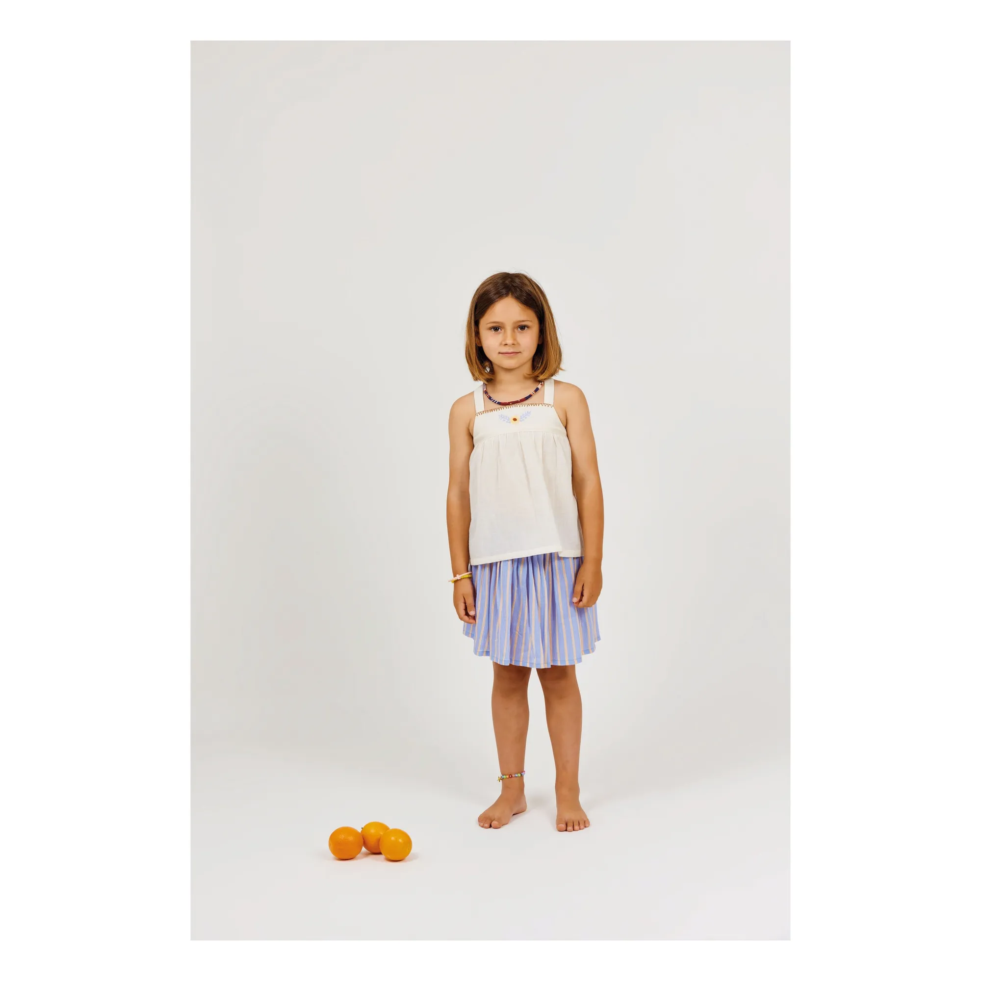 Jupe Rayée Coton Bio | Lavande- Image produit n°1