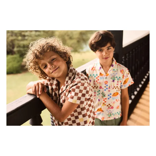 Chemise Damier Eponge Coton Bio | Marron