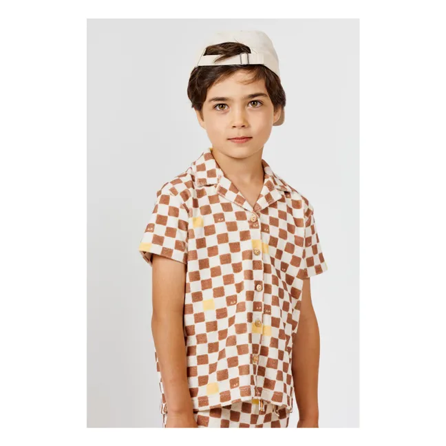 Chemise Damier Eponge Coton Bio | Marron