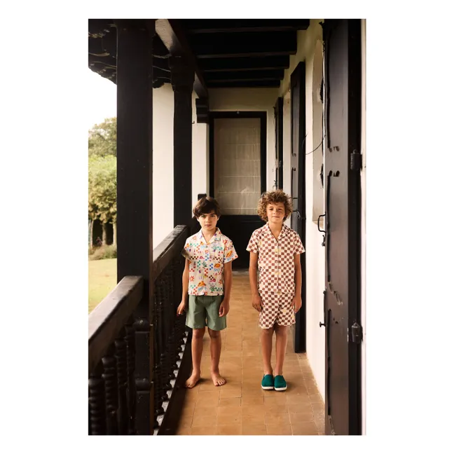 Damier organic cotton terry shirt | Brown