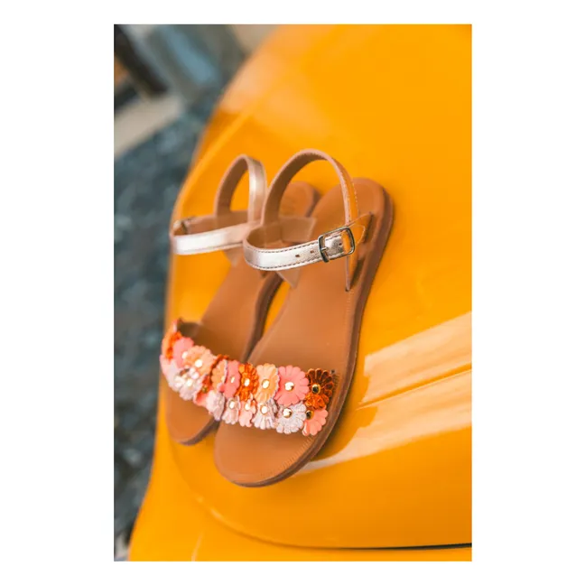 Plagette Multi Flo sandals | Copper red