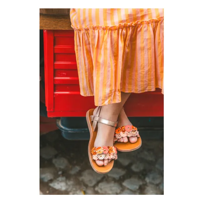 Plagette Multi Flo sandals | Copper red